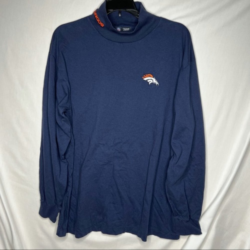 Denver Broncos T Shirt Mens Large Blue NFL Team Apparel Long Sleeve Football Tee